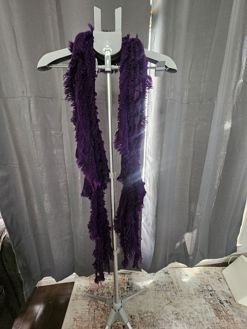 Women’s Purple Fringed Scarf - Fashion Accessory